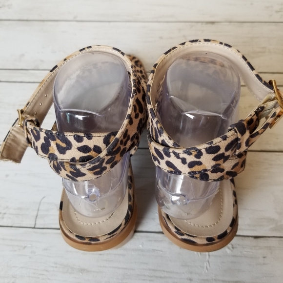 Cato C Comfort Leopard Print Open Toe Wrap Ankle Round Faux Wood Heel Sandal - Picture 7 of 13